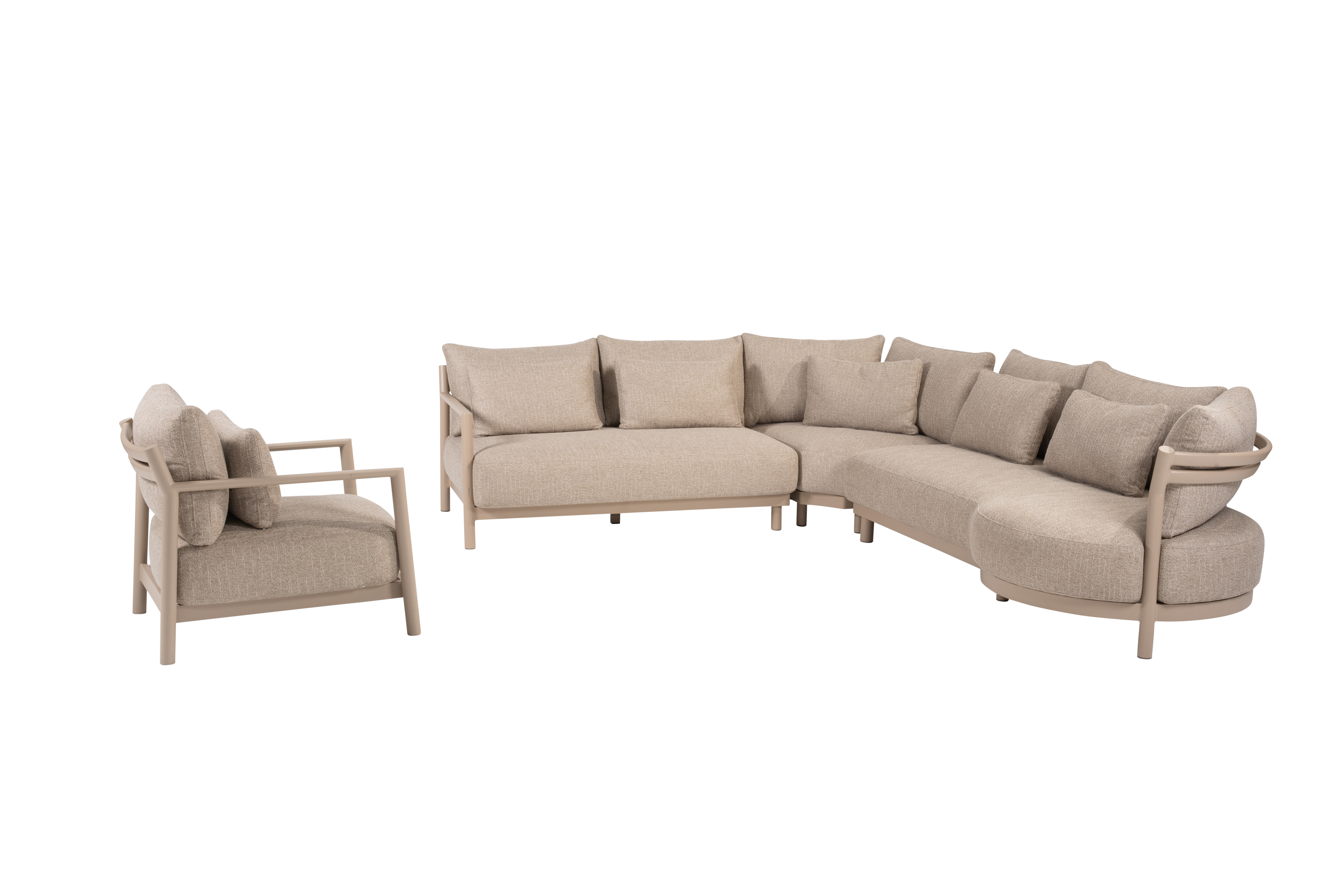 4 Seasons Mykonos Corner Sofa + Living Chair W/cush - Latte